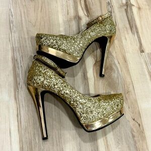 Glitter Gold high heels Mossimo